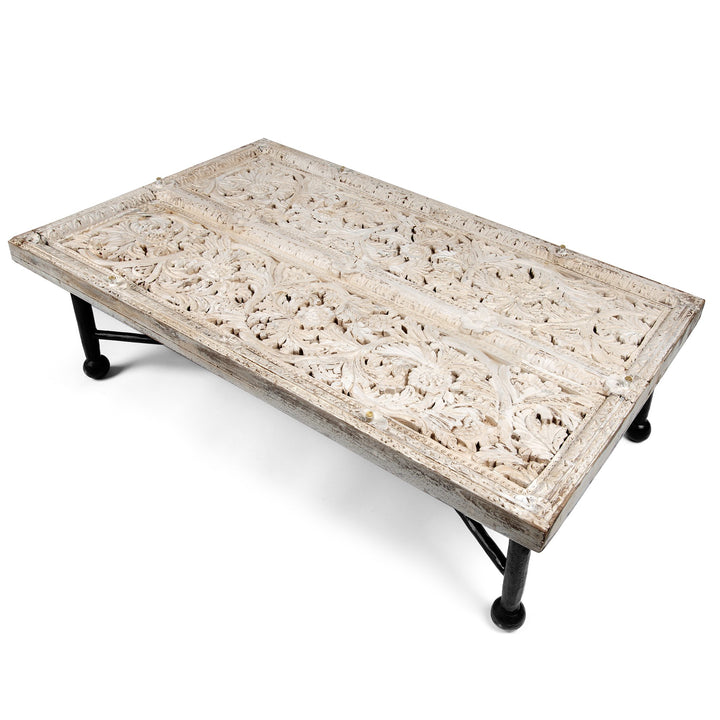 Coffee Table Made From Old Carved Teak Ceiling Panel | Indigo Oriental Antiques