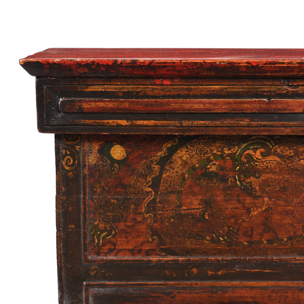 Detail Of Folding Painted Prayer Table (Choksar) from Tibet 19thC | Indigo Antiques