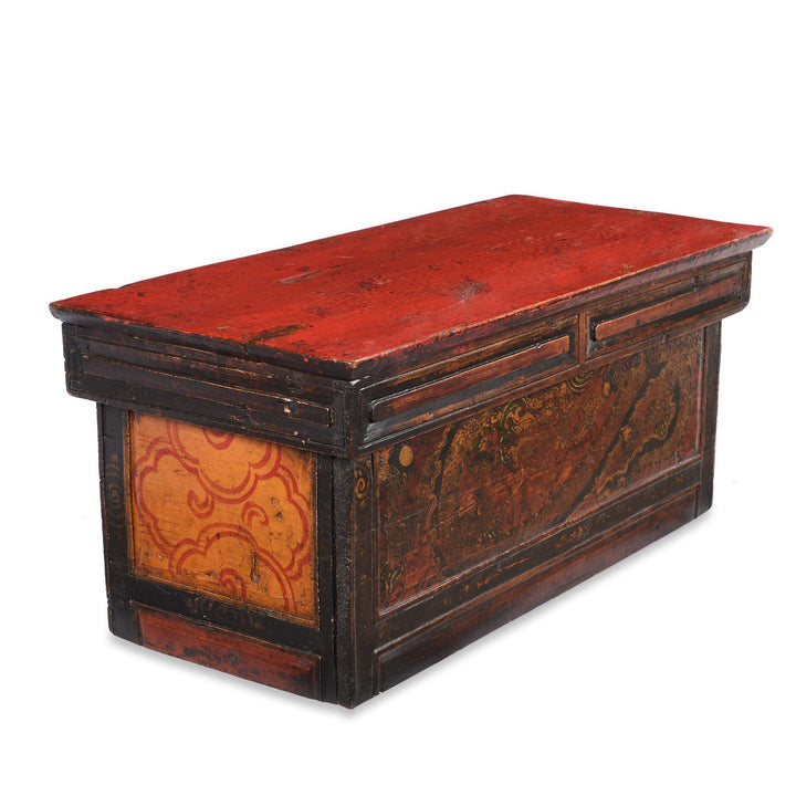 Side View Of Folding Painted Prayer Table (Choksar) from Tibet 19thC | Indigo Antiques