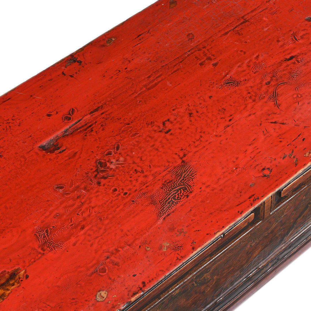 Surface Detail Of Folding Painted Prayer Table (Choksar) from Tibet 19thC | Indigo Antiques