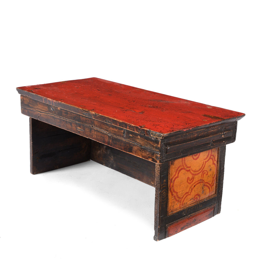 Side View Of Folding Painted Prayer Table (Choksar) from Tibet 19thC | Indigo Antiques
