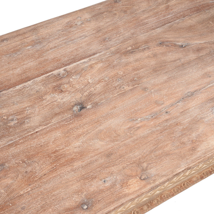 Top Detail from an Indian Takhat Coffee Table Made From Reclaimed Teak Wood | Indigo Antiques
