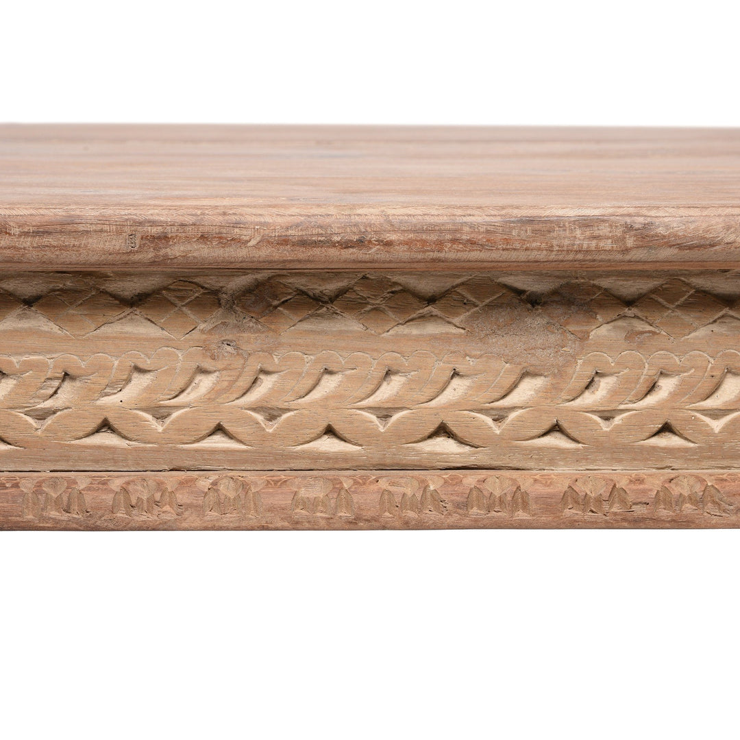 Carving Detail from an Indian Takhat Coffee Table Made From Reclaimed Teak Wood | Indigo Antiques