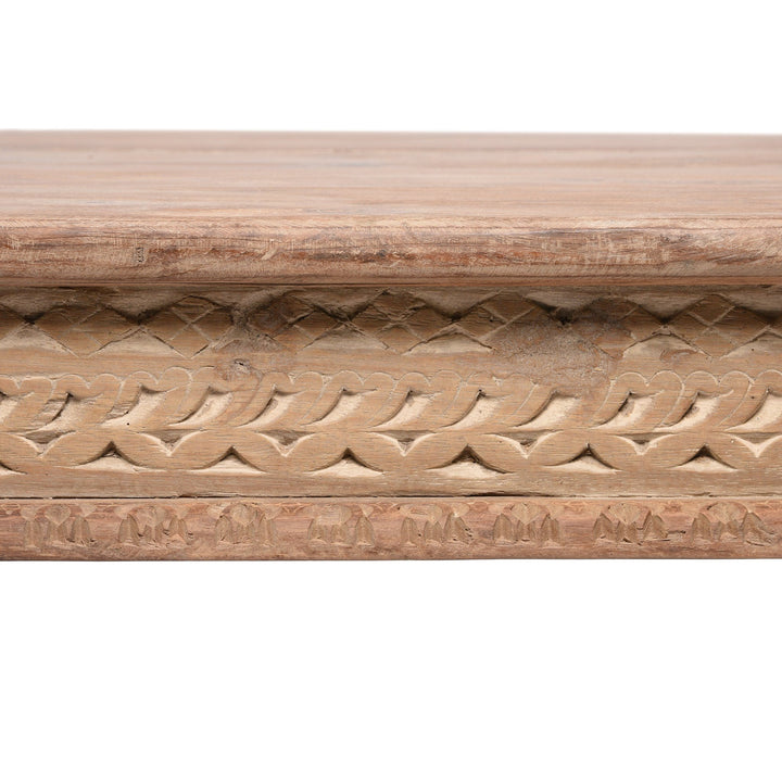 Carving Detail from an Indian Takhat Coffee Table Made From Reclaimed Teak Wood | Indigo Antiques