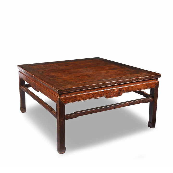 Side Detail from a Antiques Chinese Qing Oak, Jichimu (Chicken Wing) & Elm Wood Square Coffee Table From Shanxi | Indigo Antiques