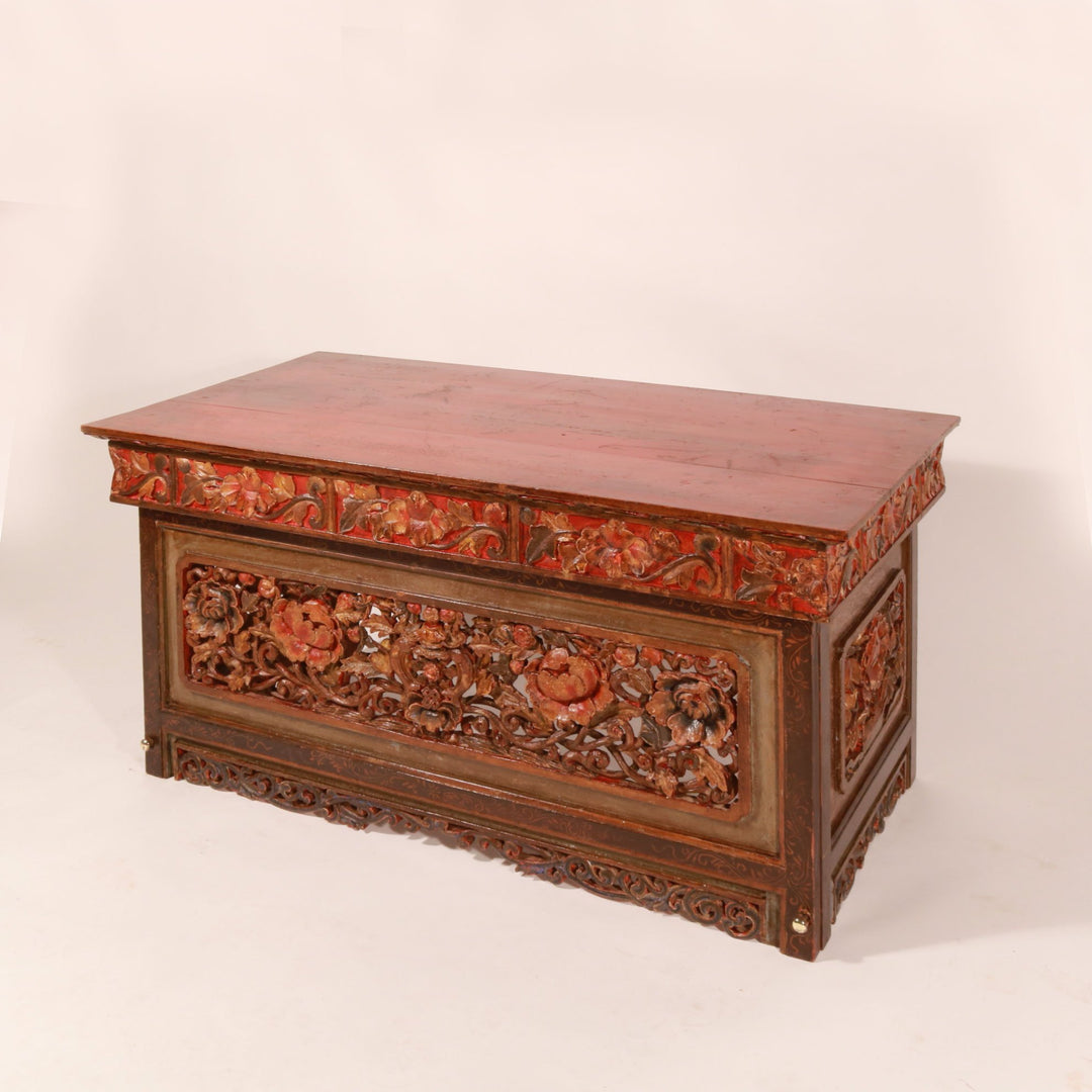 Painted & Carved Choksar - Prayer Table from Tibet | Indigo Oriental Antiques