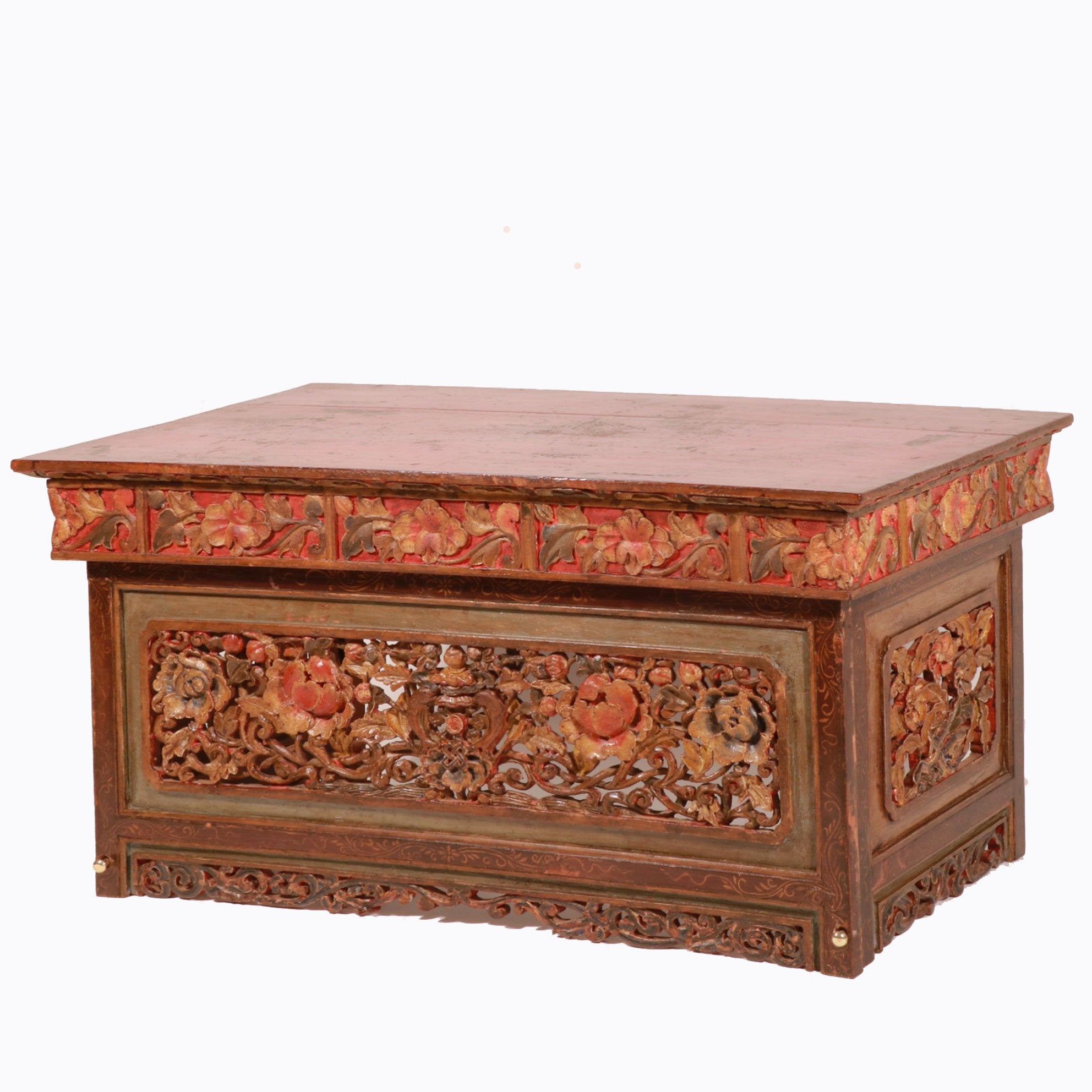 Painted & Carved Choksar - Prayer Table from Tibet | Indigo Oriental Antiques