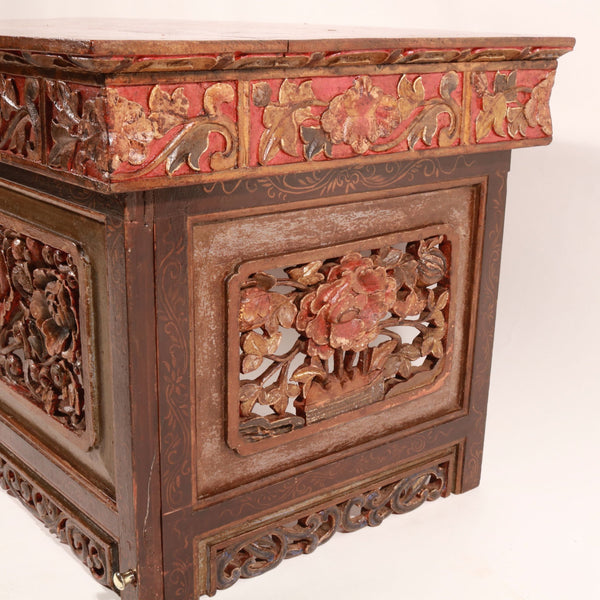 Painted & Carved Choksar - Prayer Table from Tibet