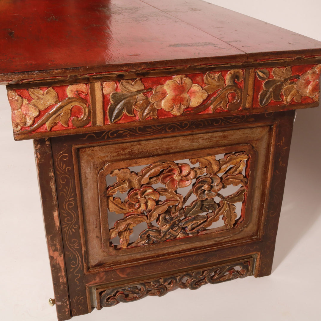 Painted & Carved Choksar - Prayer Table from Tibet | Indigo Oriental Antiques