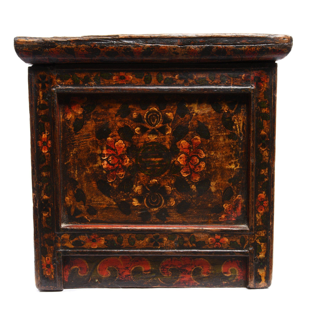 Side Detail Of Painted Choksar Prayer Table from Tibet - 19thC | Indigo Antiques
