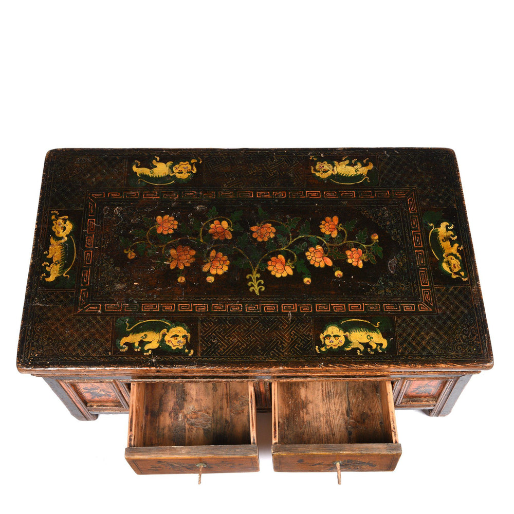 Painted Mongolian Prayer Table for Coffee Table - 19thC | Indigo Antiques