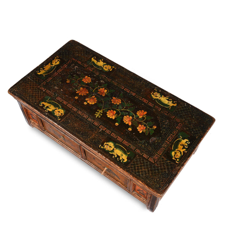 Painted Mongolian Prayer Table for Coffee Table - 19thC | Indigo Antiques