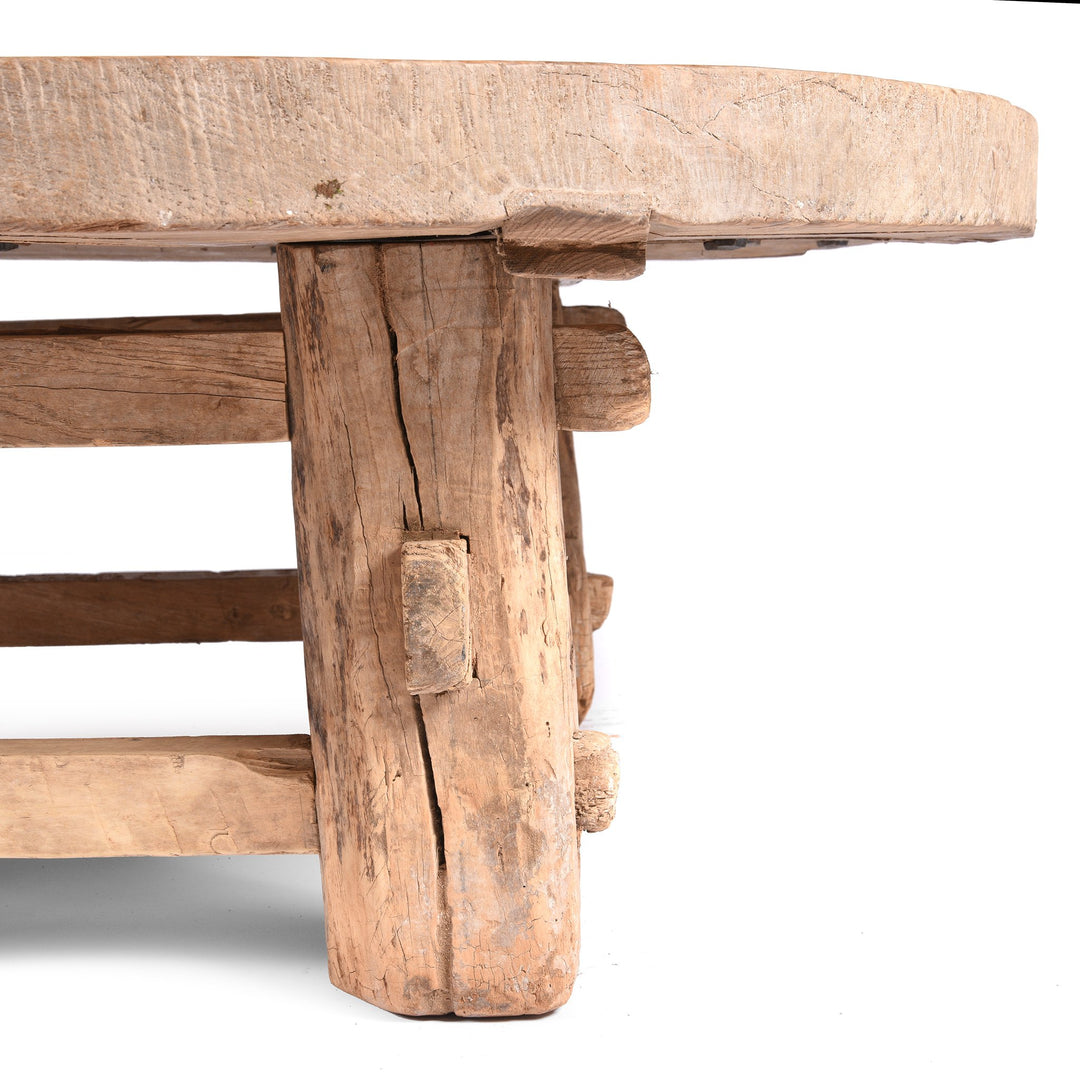 Detail of Round Elm Farmers Table From Shanxi - Ca 100 Yrs Old | Indigo Antiques