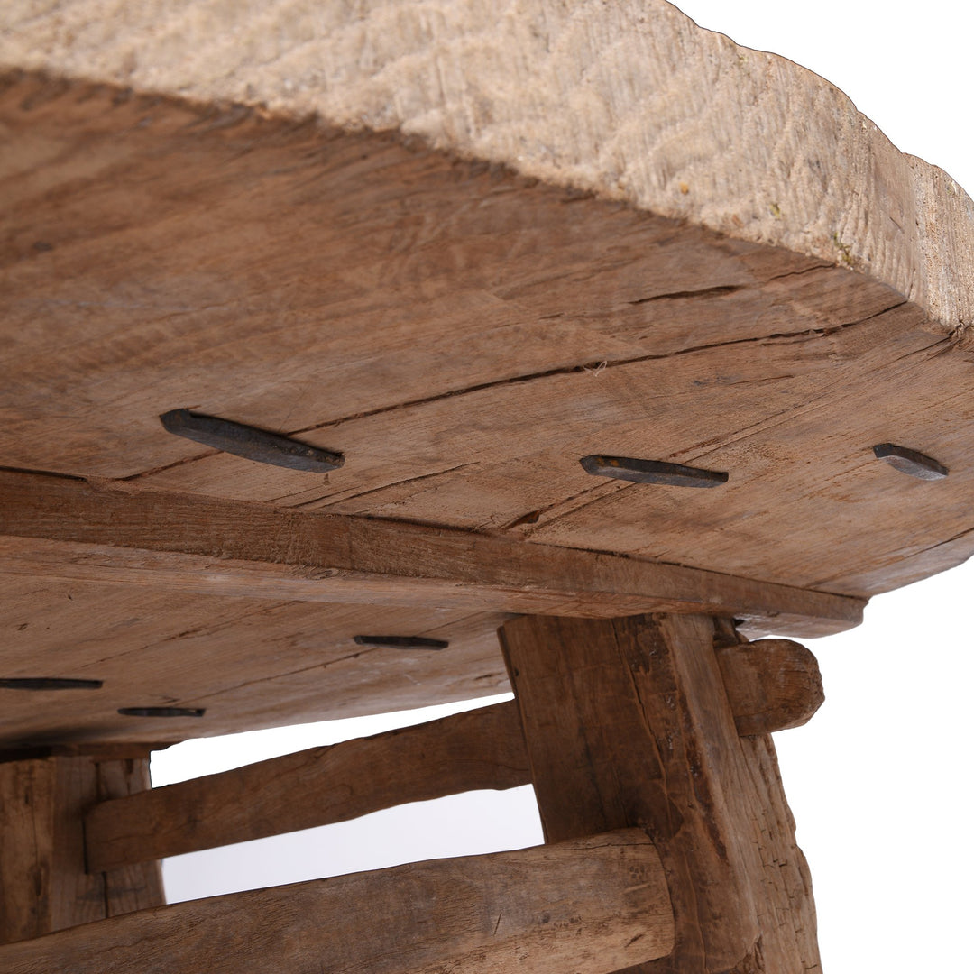 Detail of Round Elm Farmers Table From Shanxi - Ca 100 Yrs Old | Indigo Antiques