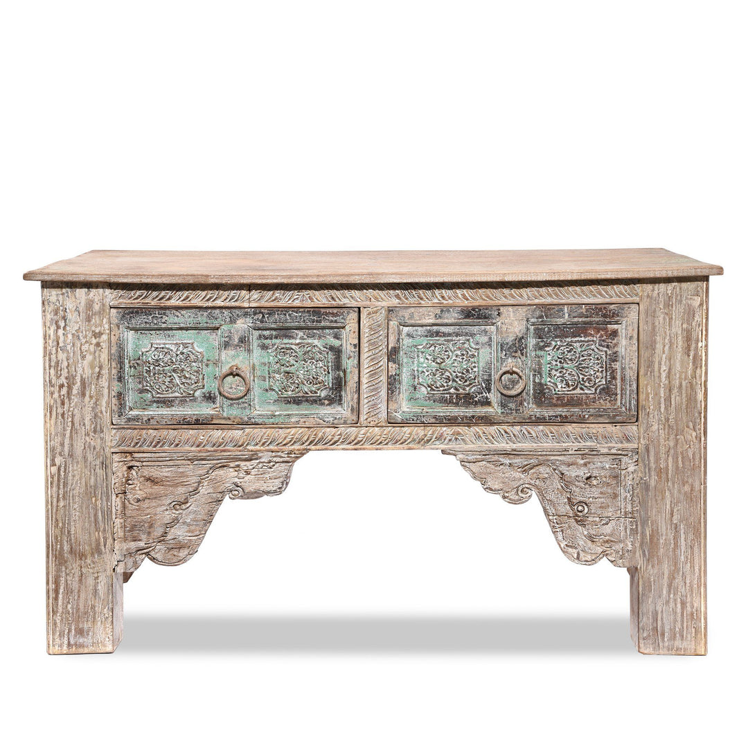 2 Drawer Painted Console Table Made From Reclaimed Teak | Indigo Antiques