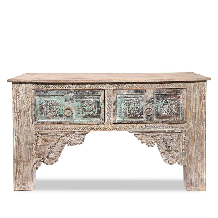 2 Drawer Painted Console Table Made From Reclaimed Teak | Indigo Antiques