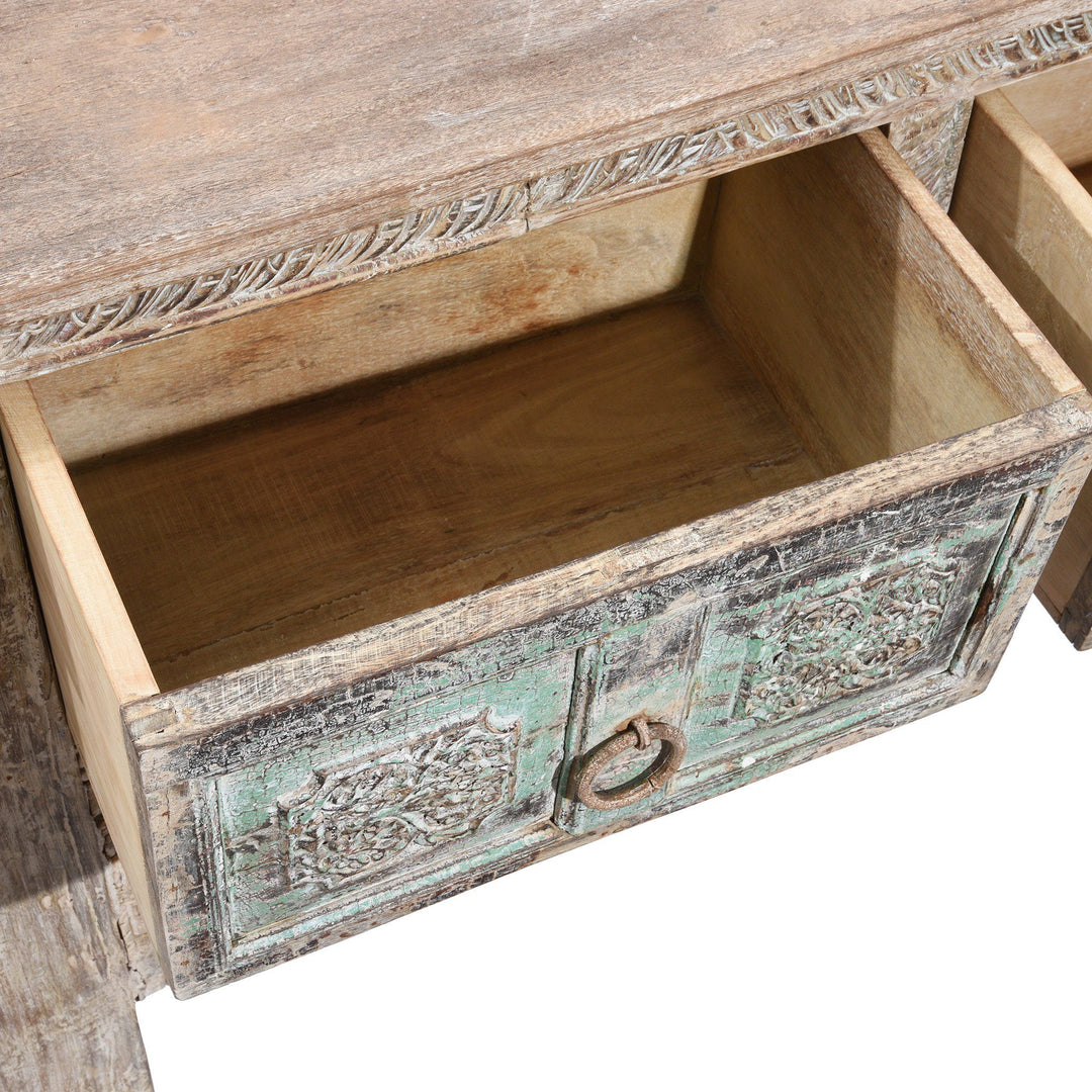 Drawer detail from a 2 Drawer Painted Console Table Made From Reclaimed Teak | Indigo Antiques