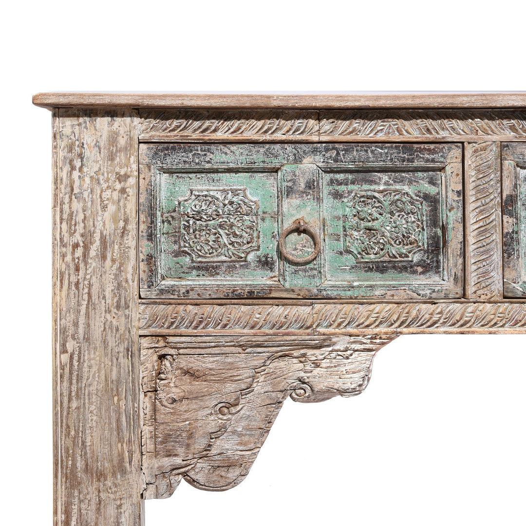 2 Drawer Painted Console Table Made From Reclaimed Teak | Indigo Antiques