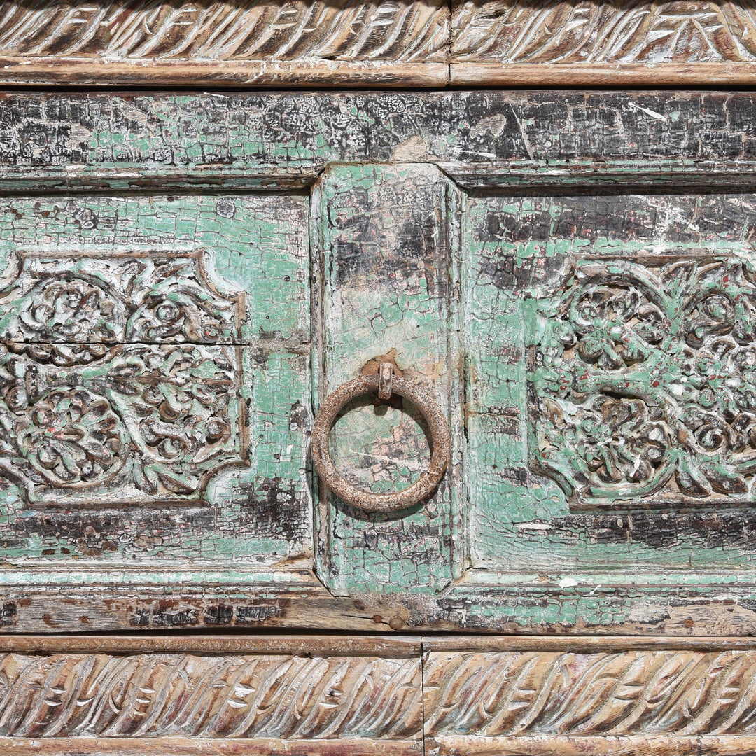 Painting Detail from a 2 Drawer Painted Console Table Made From Reclaimed Teak | Indigo Antiques