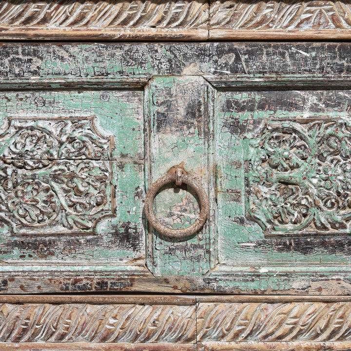 Painting Detail from a 2 Drawer Painted Console Table Made From Reclaimed Teak | Indigo Antiques