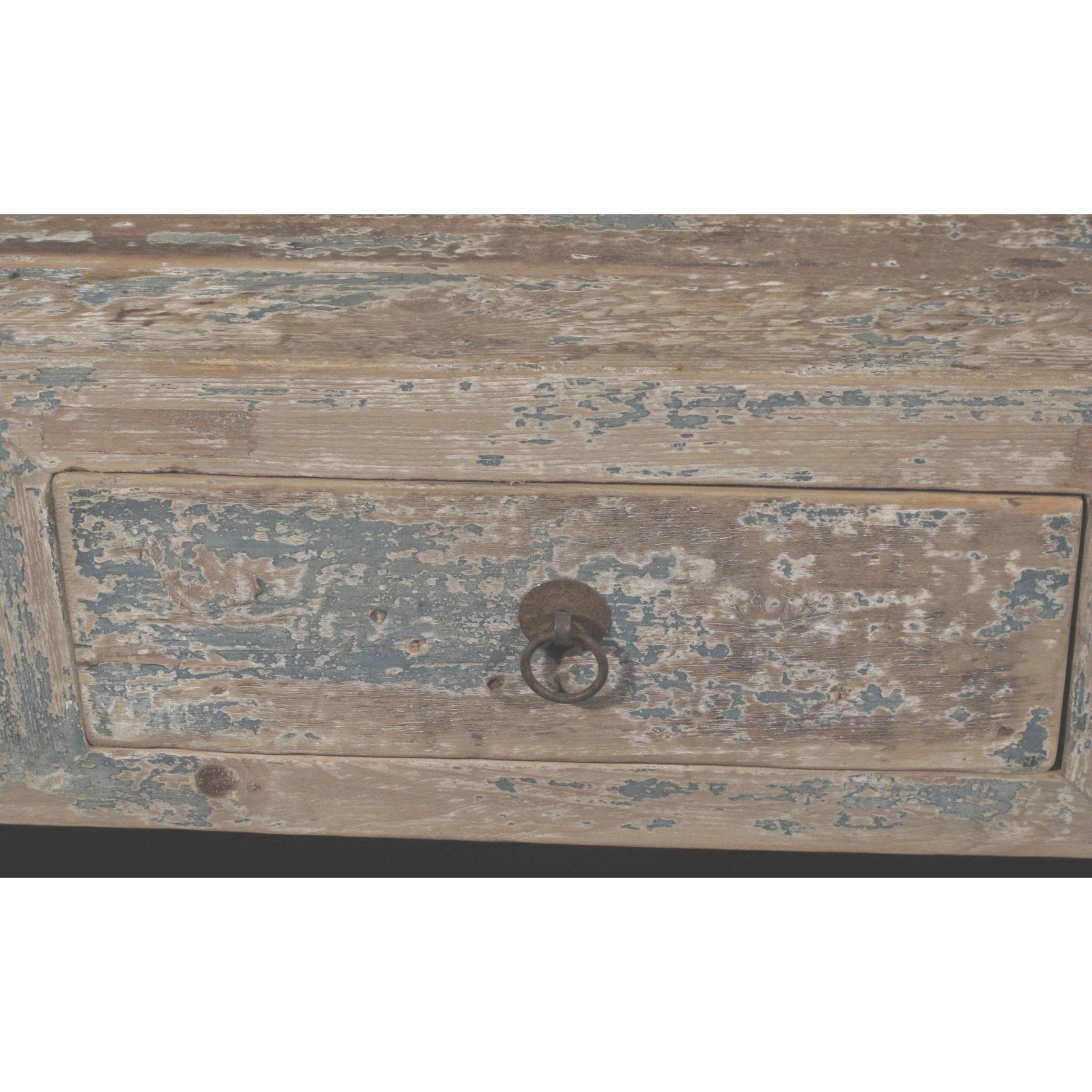 3 Drawer Altar Table Old Blue  Painted Pine | Indigo Oriental Antiques