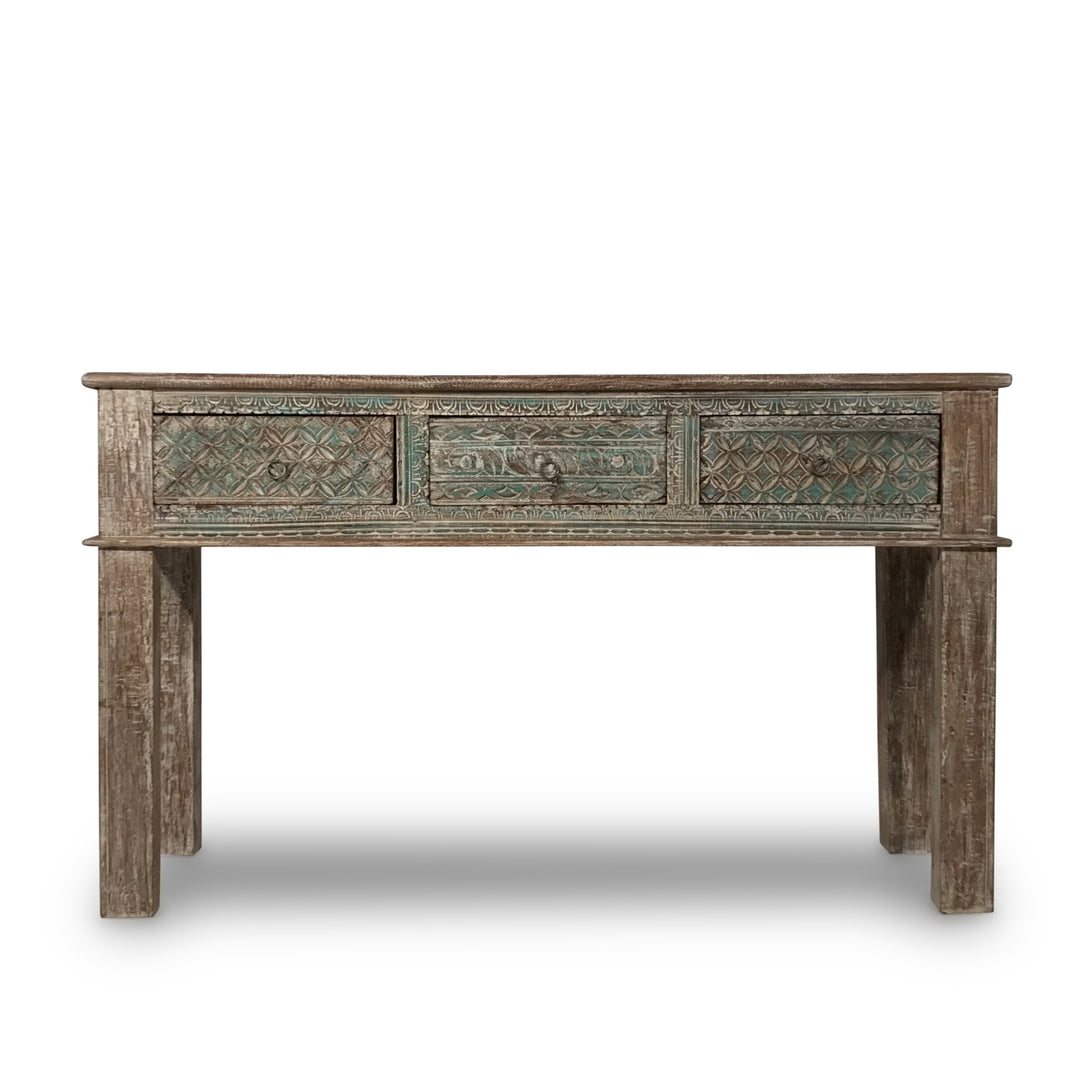 3 Drawer Console Table Made From Reclaimed Teak | Indigo Oriental Antiques