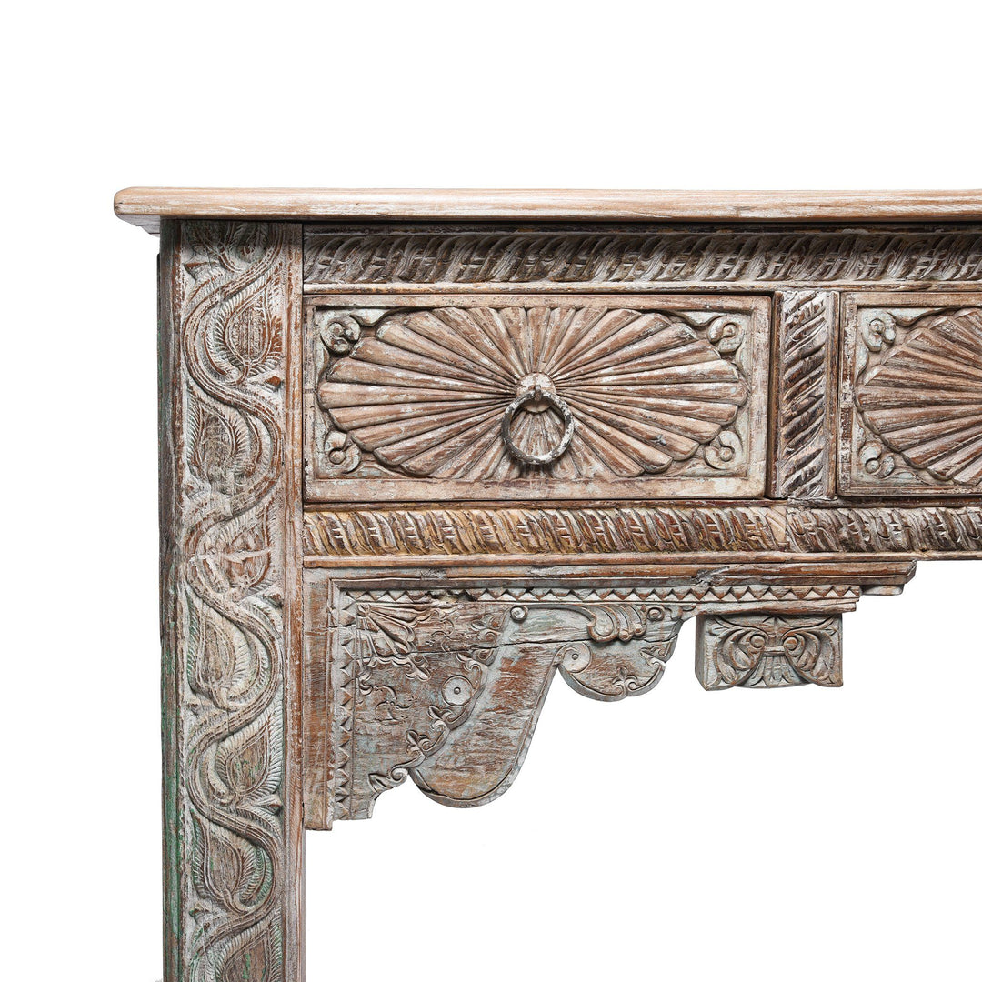 Detail from a 4 Drawer Painted Console Table Made From Reclaimed Teak | Indigo Antiques