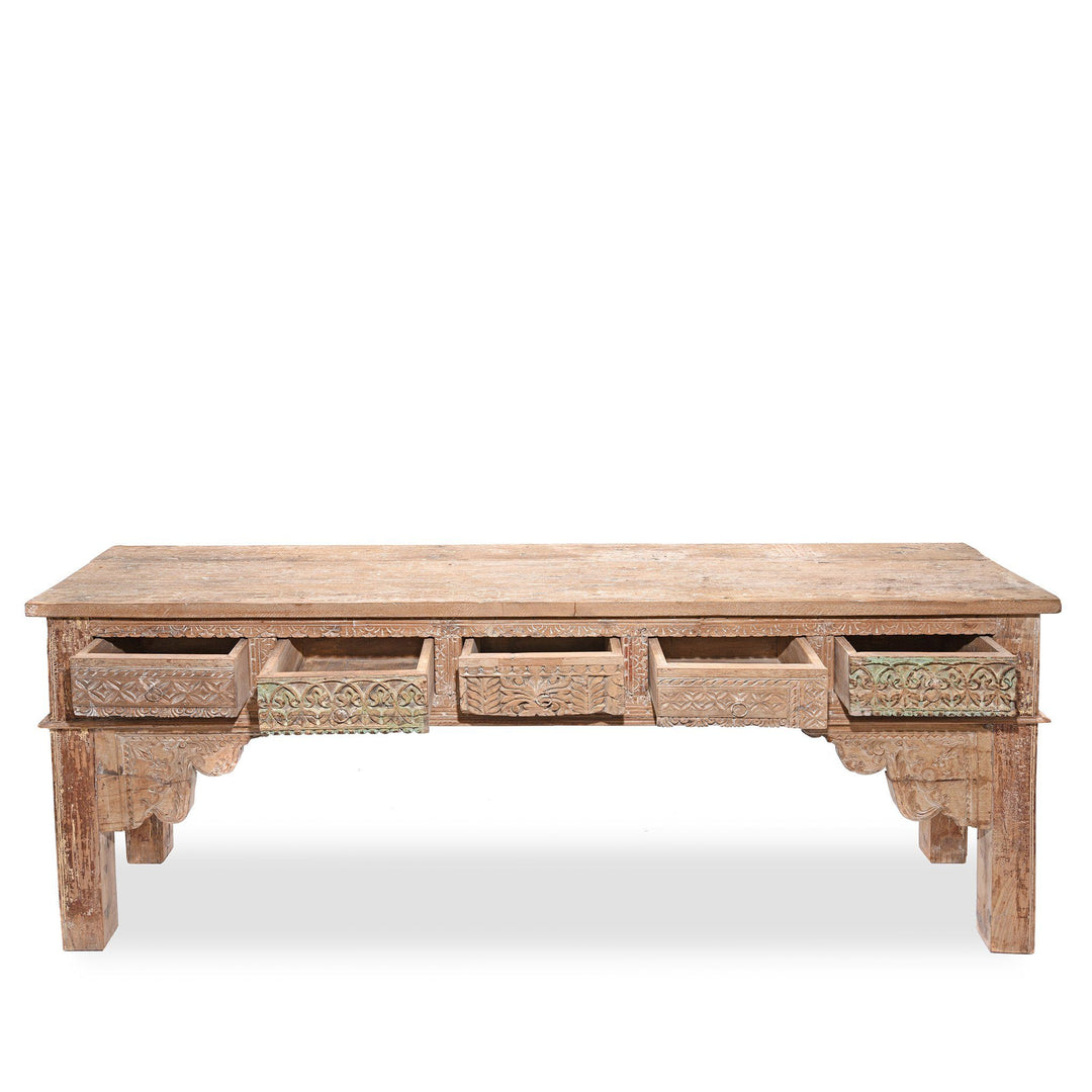 5 Drawer Painted Console Table Made From Reclaimed Teak | Indigo Antiques
