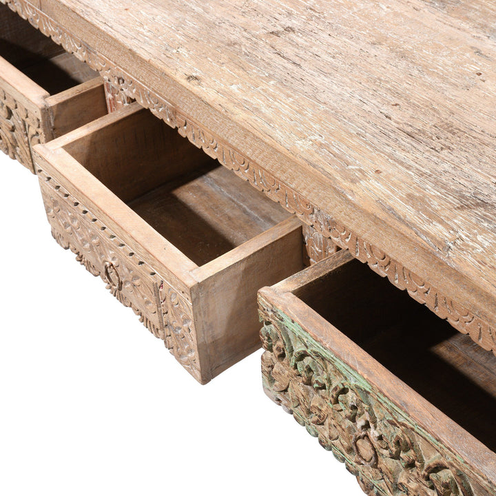 5 Drawer Painted Console Table Made From Reclaimed Teak | Indigo Antiques