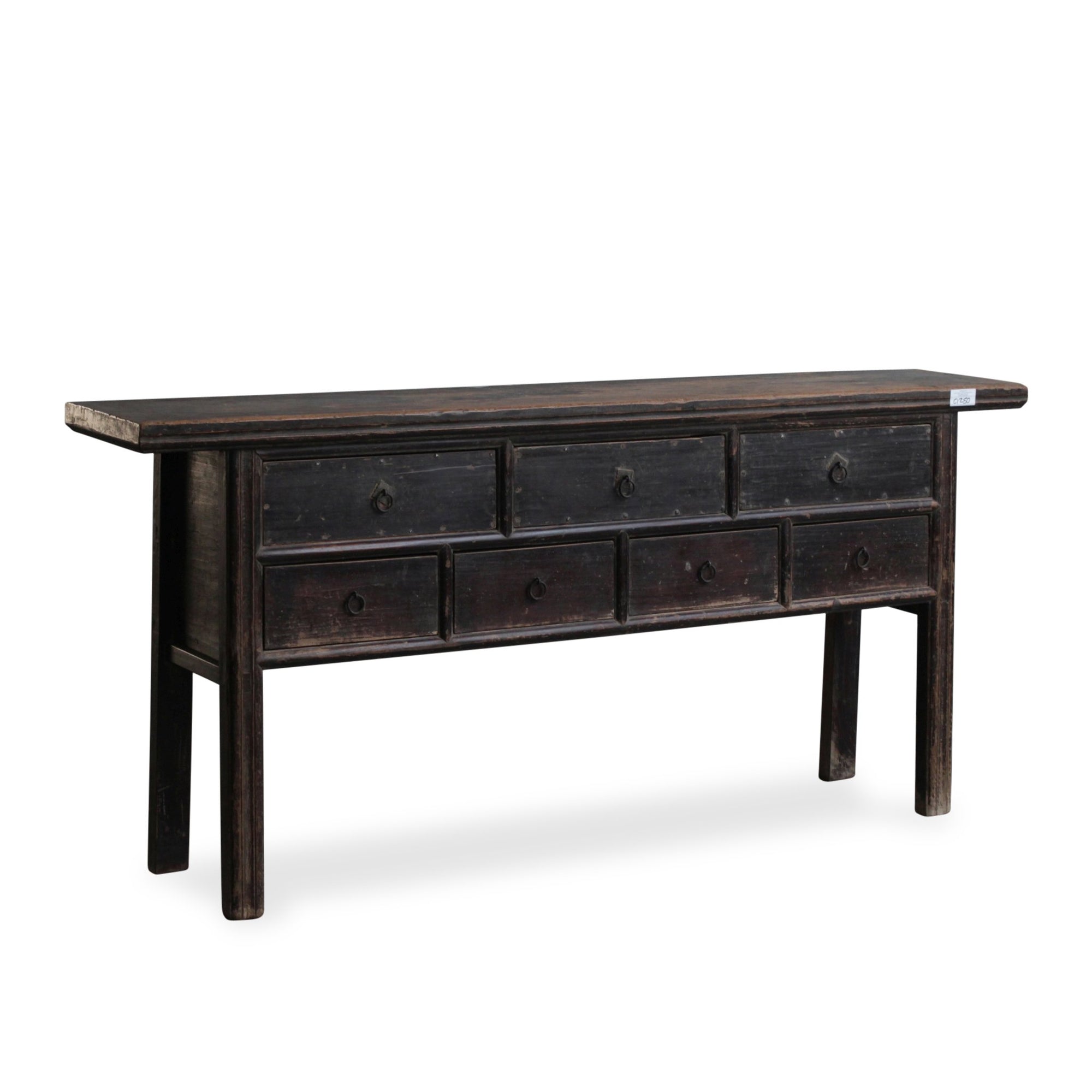 Console Table With 7 Drawers - Elm Wood - 19thC - 191 x 37 x 88 (wxdxh cms) - C1250