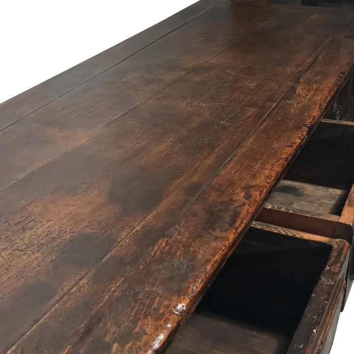 Console Table With 7 Drawers - Elm Wood - Ca 19thC - 162 x 50 x 85 (wxdxh cms) - C1245