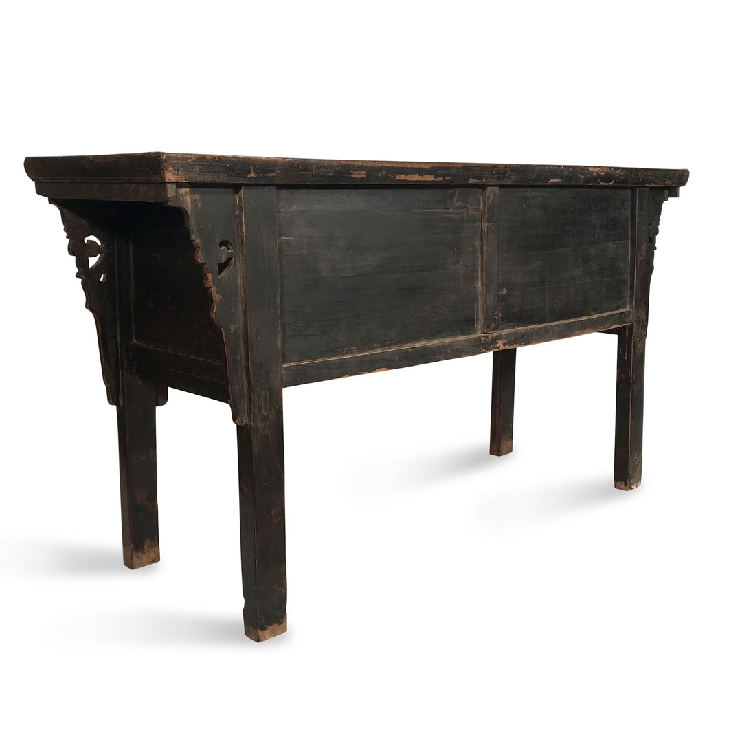 Console Table With 7 Drawers - Elm Wood - Ca 19thC - 162 x 50 x 85 (wxdxh cms) - C1245