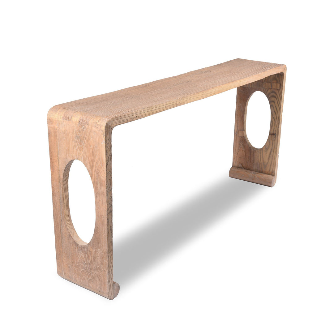 Side of a Chinese Bleached Ribbon Altar Table Made From Reclaimed Elm | Indigo Antiques