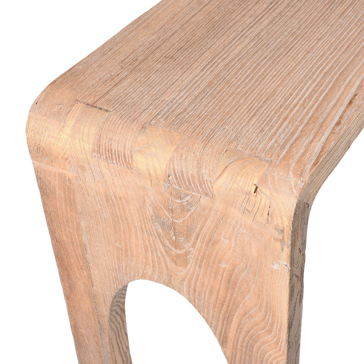 Joinery detail of a Chinese Bleached Ribbon Altar Table Made From Reclaimed Elm | Indigo Antiques
