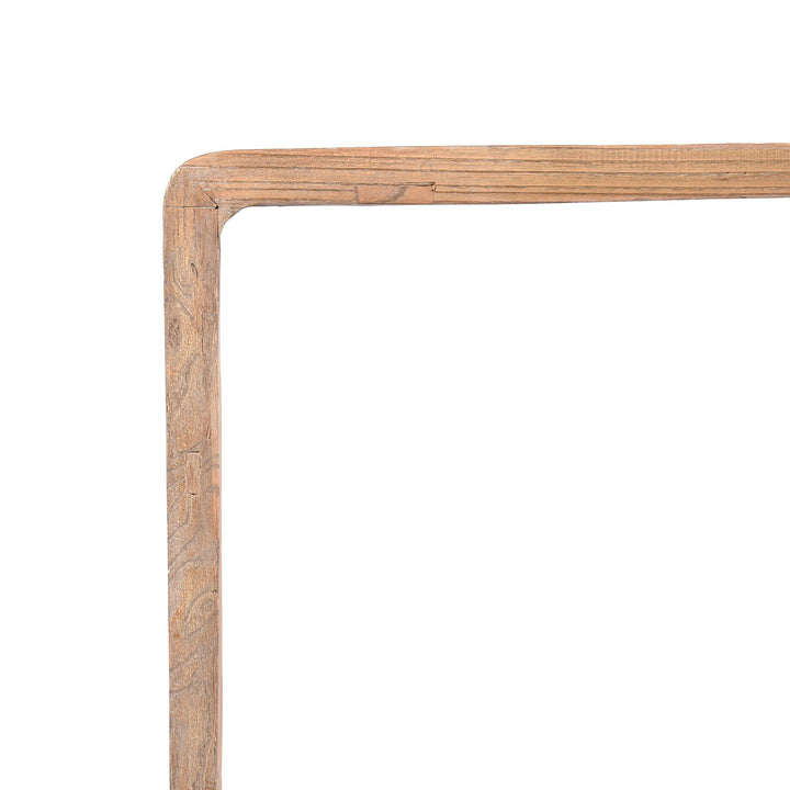 Corner detail of a Chinese Bleached Ribbon Altar Table Made From Reclaimed Elm | Indigo Antiques
