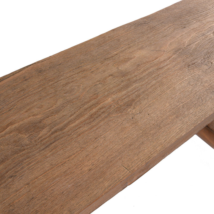 Top detail of a Chinese Bleached Ribbon Altar Table Made From Reclaimed Elm | Indigo Antiques
