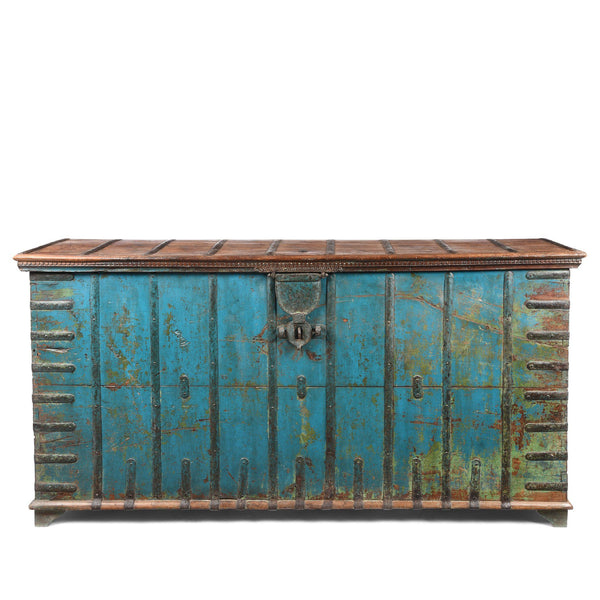 Blue Painted Pithara Console Chest From Southern Gujarat- 19thC