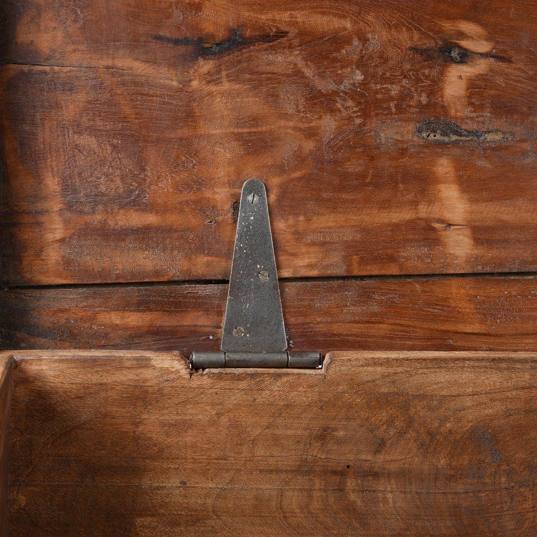Hinge Detail Of Blue Painted Pithara Console Chest From Gujarat- 19thC | Indigo Antiques