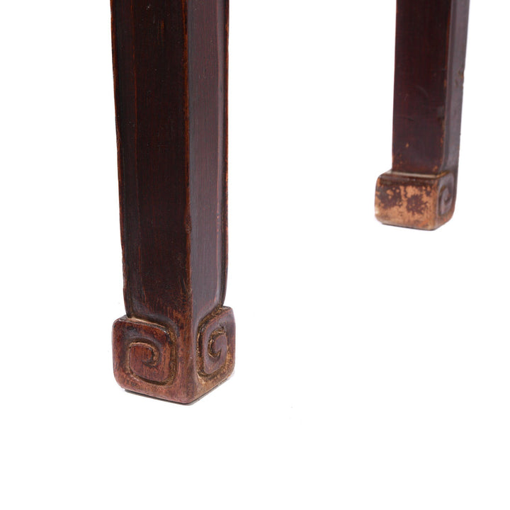 Leg Detail From Aubergine Lacquer Five Drawer Altar Table From Shanxi - 19thC | Indigo Antiques