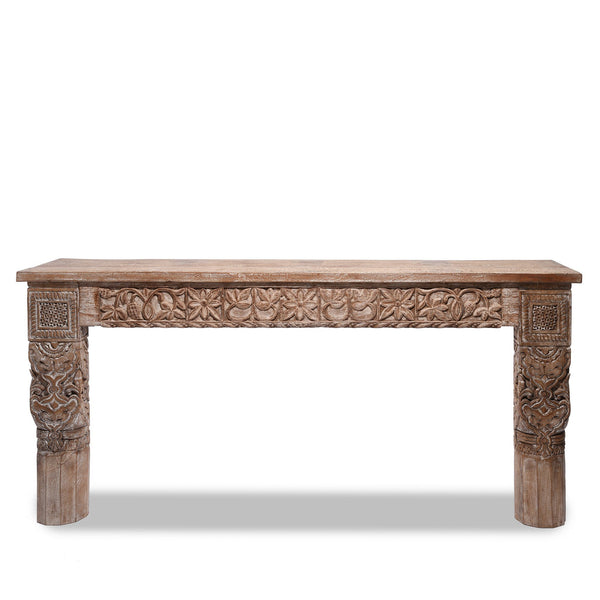 Carved Console Table Made From Reclaimed Teak