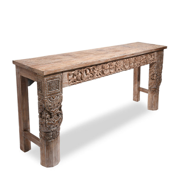 Carved Console Table Made From Reclaimed Teak