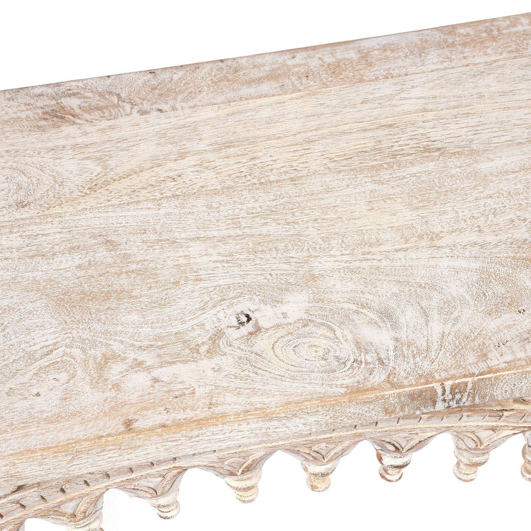 White Washed Carved Indian Mango Console Table | Indigo Antiques
