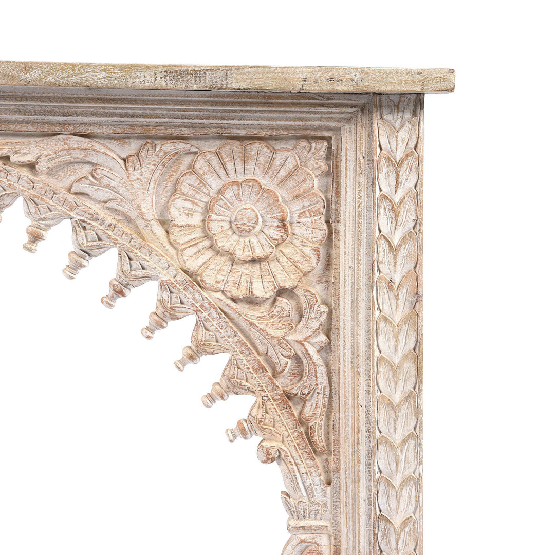 White Washed Carved Indian Mango Console Table | Indigo Antiques