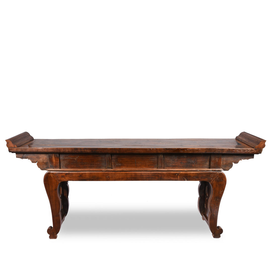 Classic Ming Style Chinese 3 Drawer Pear Wood Altar Table From Shanxi - 19thC | Indigo Antiques