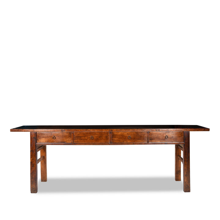 Antique walnut wood Chinese long altar table with 4 drawers from Shanxi province and beautiful patina | Indigo Antiques