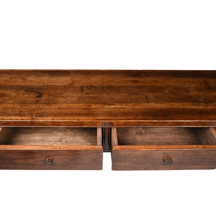 Antique walnut wood Chinese long altar table with 4 drawers from Shanxi province and beautiful patina | Indigo Antiques