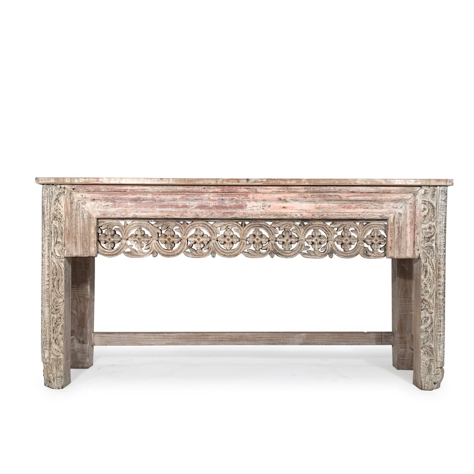 Reclaimed Teakwood Console Table With Painted Finish - 170 x 46 x 87 (wxdxh cms) - A5827