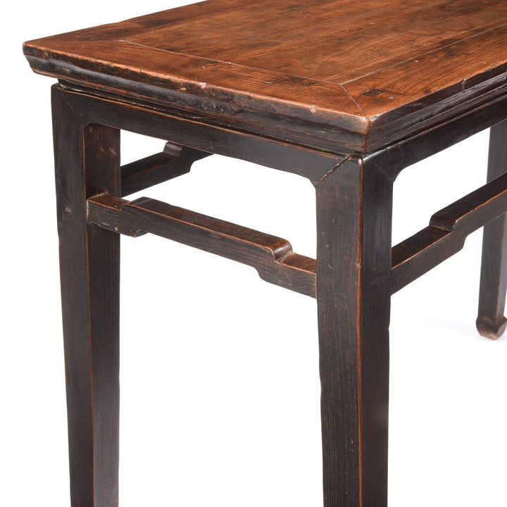 Detail From Elm Console Table with Dark Lacquer Finish - 19thC | indigo Antiques