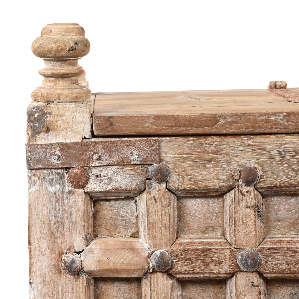 Corner Detail Of Indian "Pithara" Chest From Gujarat - 19thC | Indigo Antiques