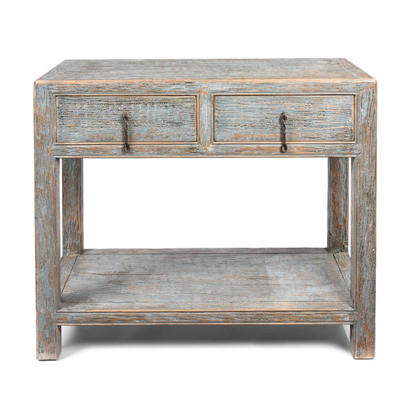 Painted 2 Drawer Console Made From Old Pine